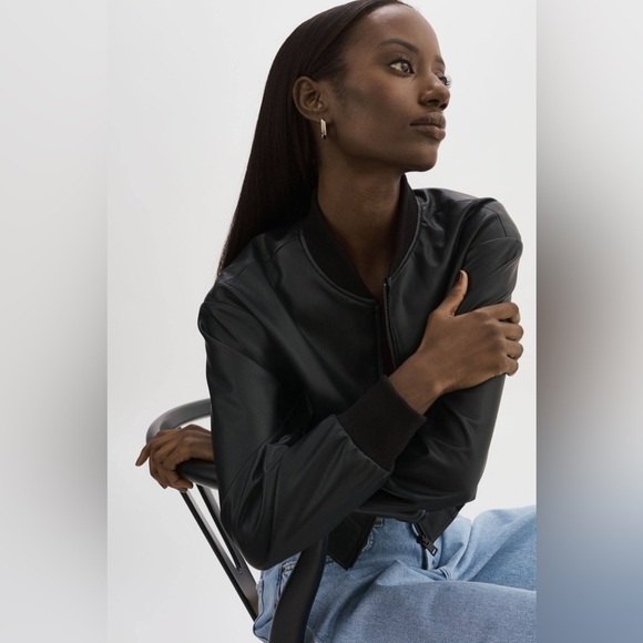 NWT Lamarque Evelin Faux Leather Cropped Bomber Jacket L - PERFECT FALL JACKET - Picture 10 of 17